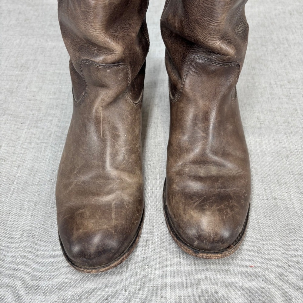 Frye Melissa Button Riding Boots Grey Taupe Leather Tall Pull On Women's 7.5 - Picture 4 of 10